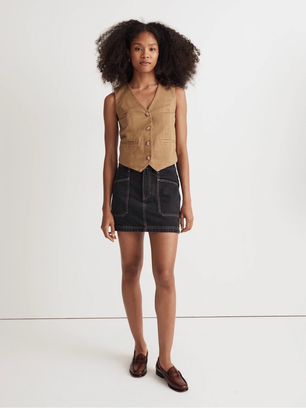 Madewell Tan Button Front Cotton Chino Vest Size 10